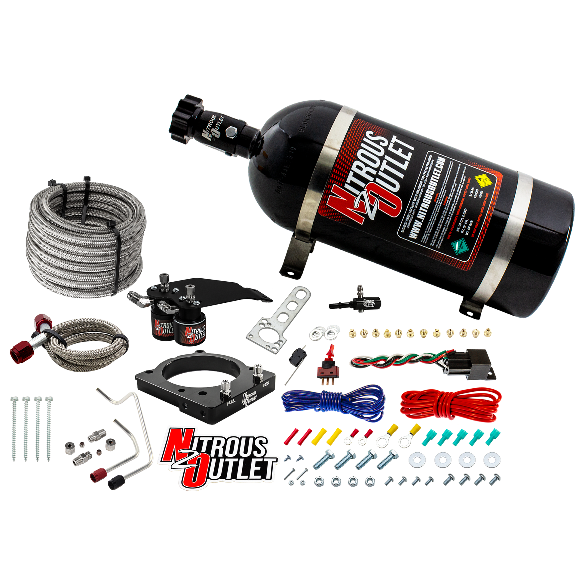 Nitrous Outlet Dodge 2011-2019 Challenger/Charger/SRT8 Jeep/2018-2019 Durango 6.4L Hemi Hardline Plate System - Gas/E85 (5-55psi)(50-200HP)(15lb Bottle)