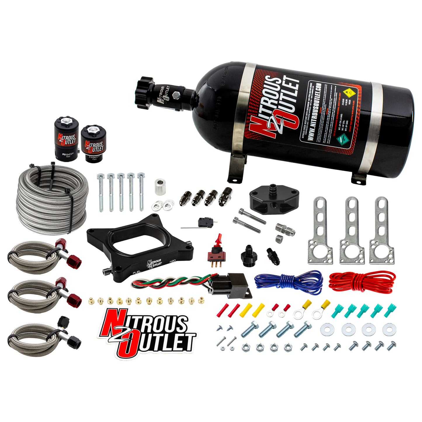 Nitrous Outlet Ford 1996-2004 4.6L 2V Mustang Plate System - Gas/E85 (5-55psi)(50-200HP)(12lb Bottle)