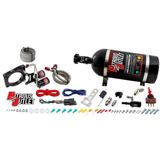 Nitrous Outlet Ford 2016-2019 Mustang GT350/350R Hard-line Plate System - Gas/E85 (5-55psi)(50-200HP)(15lb Bottle)
