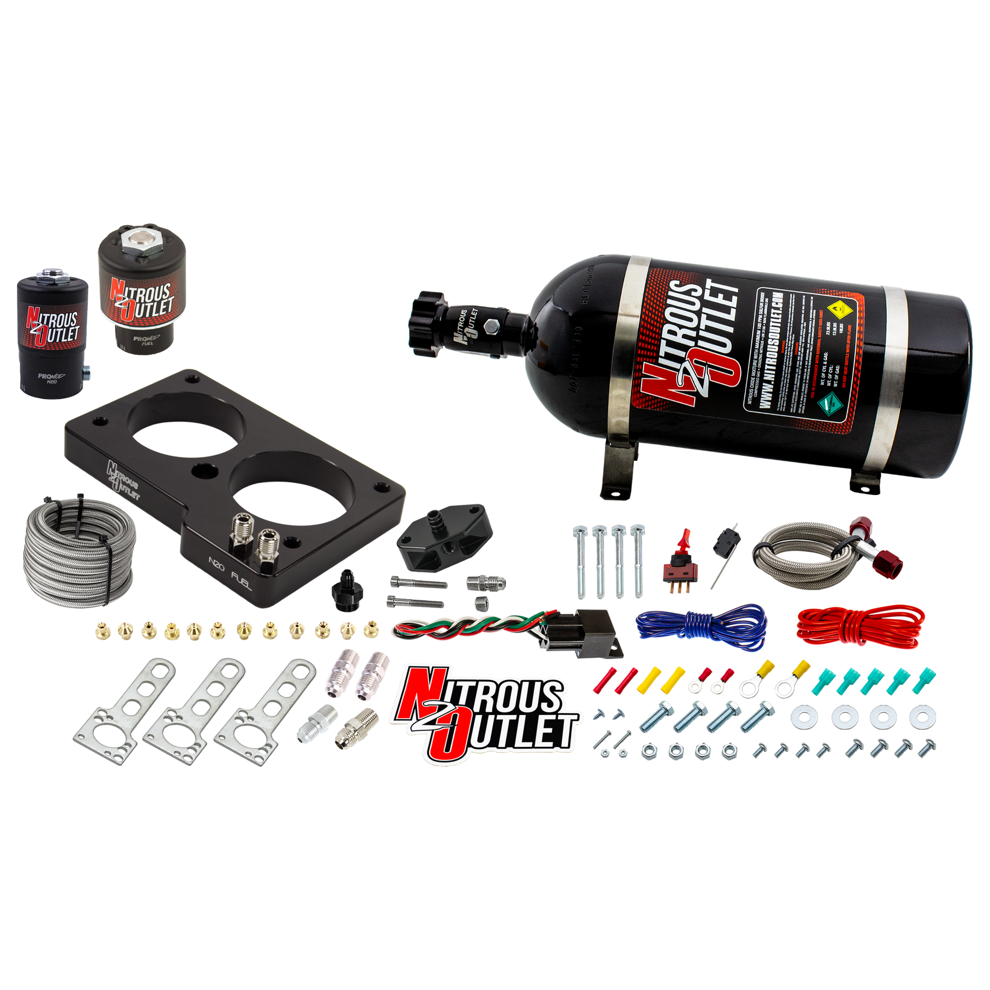 Nitrous Outlet Ford 1999-2001 Cobra, 2003-2004 Mach 1 4.6L 4V Plate System - Gas/E85 (5-55psi)(50-200HP)(12lb Bottle)