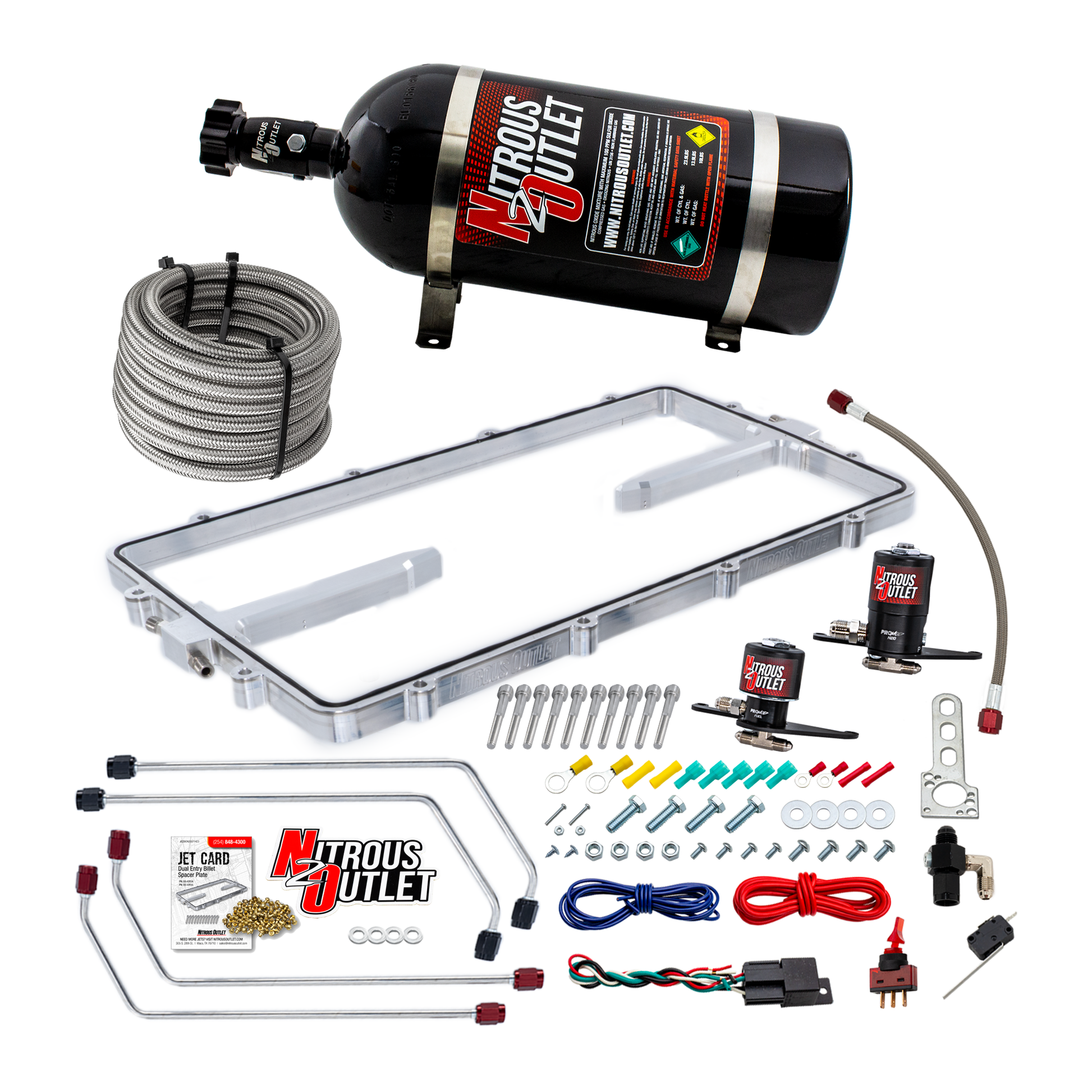 Nitrous Outlet GM BTR Equalizer 1 LS1/LS2 Spacer Plate Plate System - Gas/E85 (5-55 psi)(50-200hp)(12lb Bottle)