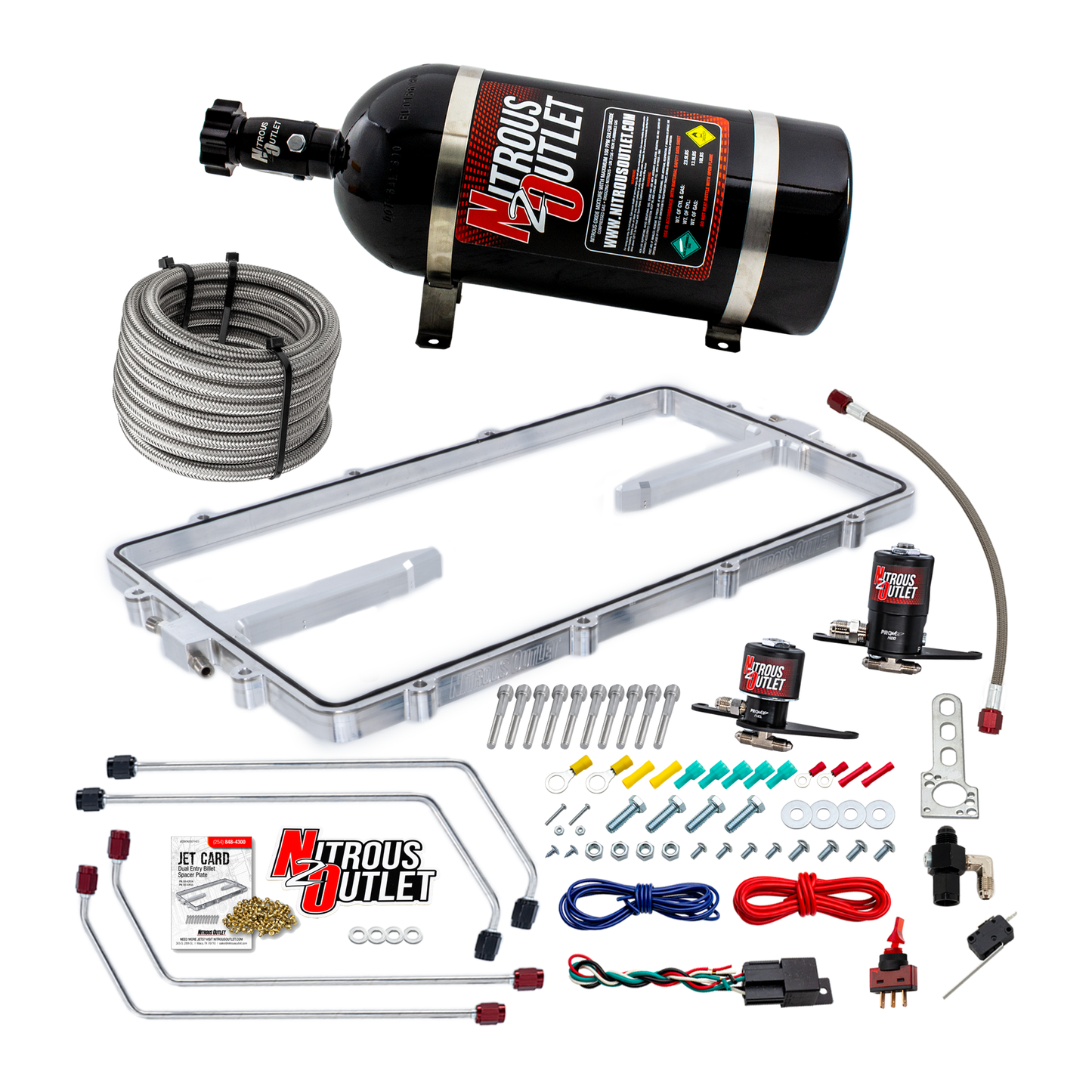 Nitrous Outlet GM BTR Equalizer 1 LS1/LS2 Spacer Plate Plate System - Gas/E85 (5-55 psi)(50-200hp)(15lb Bottle)