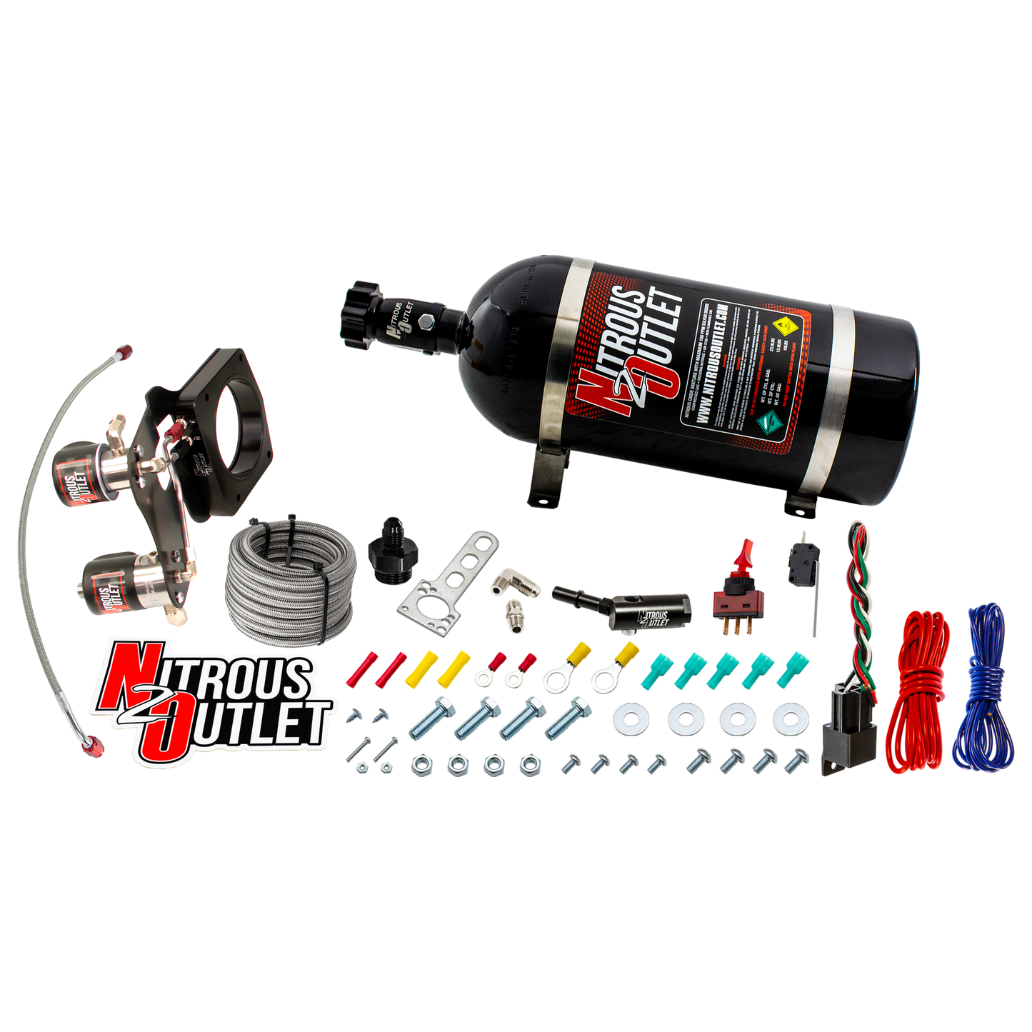 Nitrous Outlet GM 2014-2019 5.3L/L83 Truck 83mm Hard-line Plate System - Gas/E85 (5-55psi)(50-200HP)(12lb Bottle)