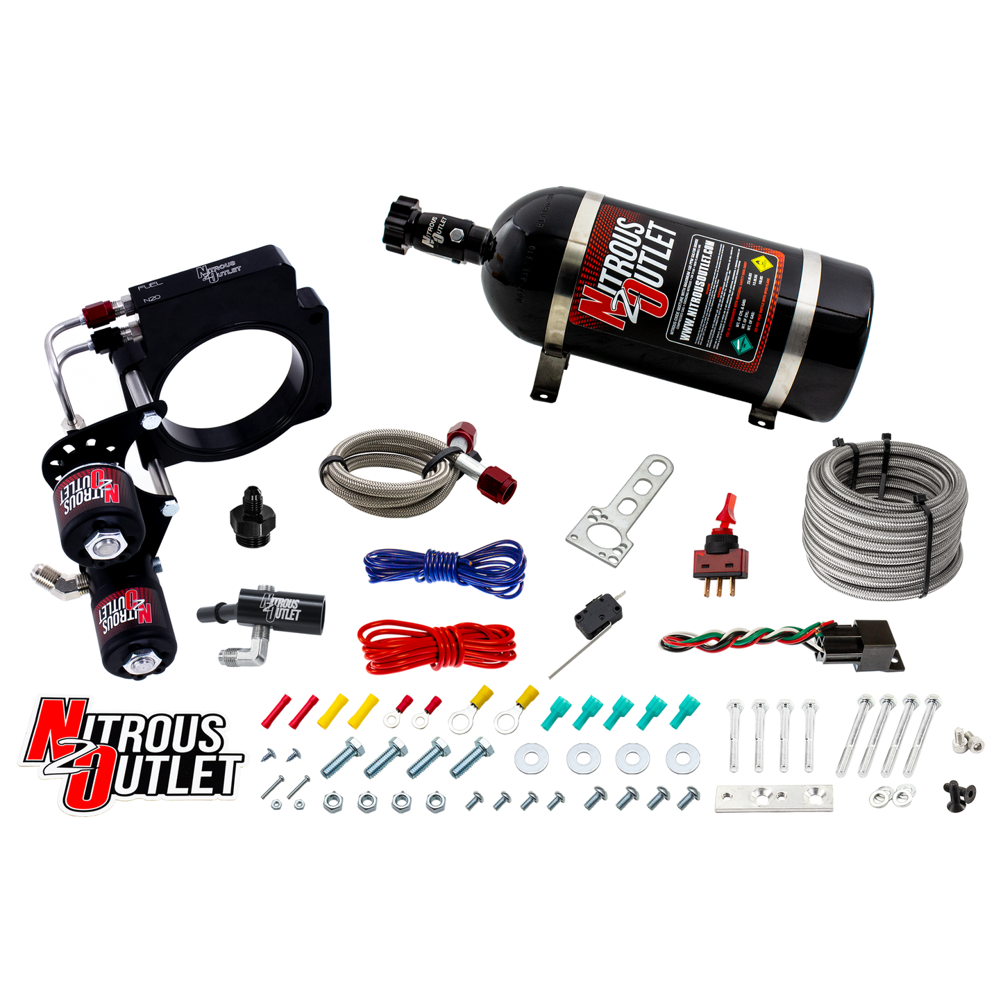 Nitrous Outlet GM 2015-2019 C7 ZO6 Corvette 83mm Hard-line Plate System - Gas/E85 (5-55psi)(50-200HP)(15lb Bottle)