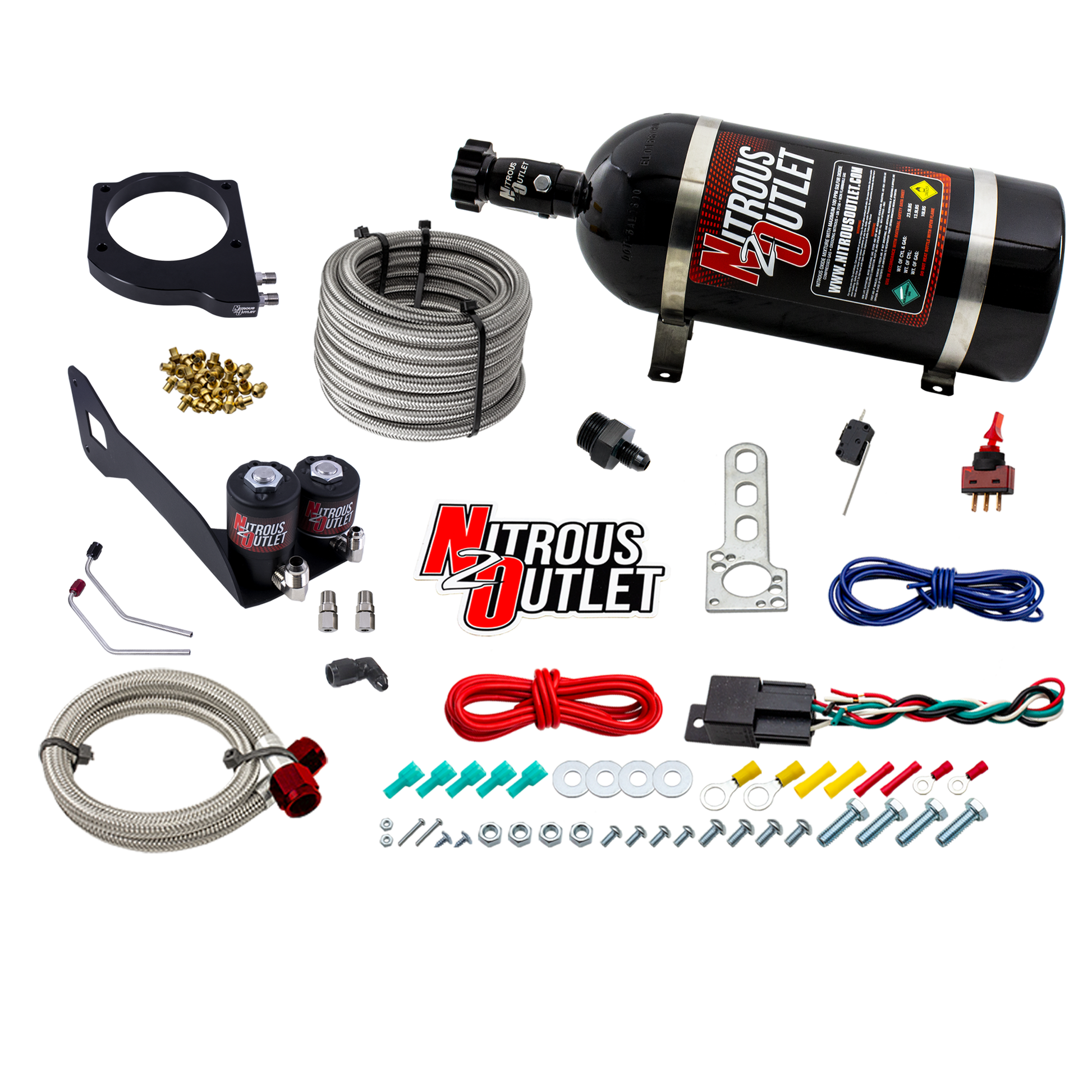 Nitrous Outlet GM 1999-2002 FAST 102mm Truck Intake Hard-line Plate System - Gas/E85 (5-55psi)(Stock Fuel Rails)(50-200HP)(No Bottle)