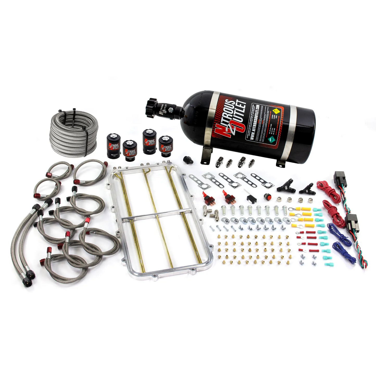 Nitrous Outlet GM Holley Hi-Ram Dual Stage Intake Spacer Plate System - Gas/E85 (5-55psi)(50-300HP)(No Bottle)