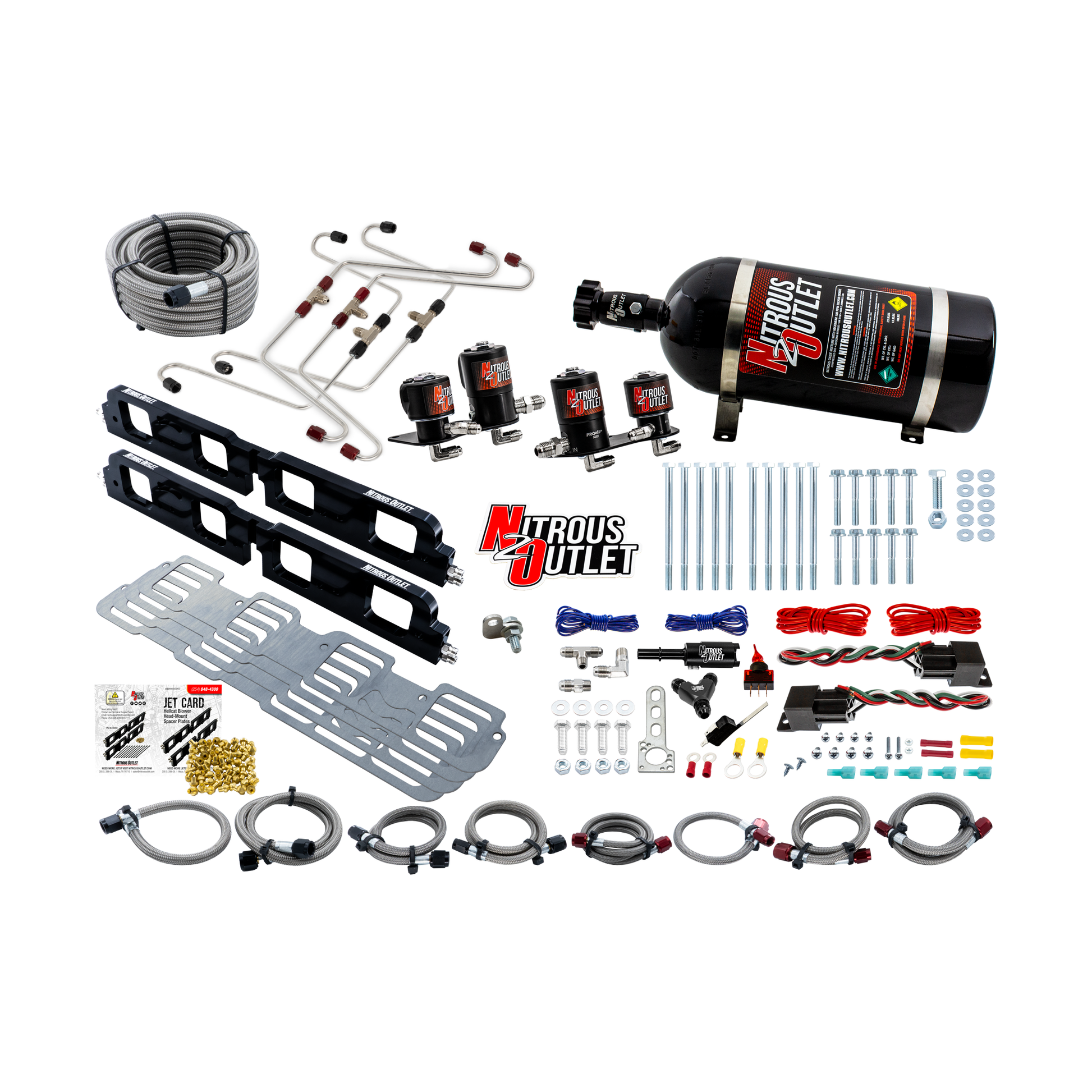 Nitrous Outlet 5.7, 6.1, & 6.4 2008-2023 Eagle & Apache Head Spacer Plate System â€“ Gas/E85 (45-55psi)(130-400HP)(15LB Bottle)