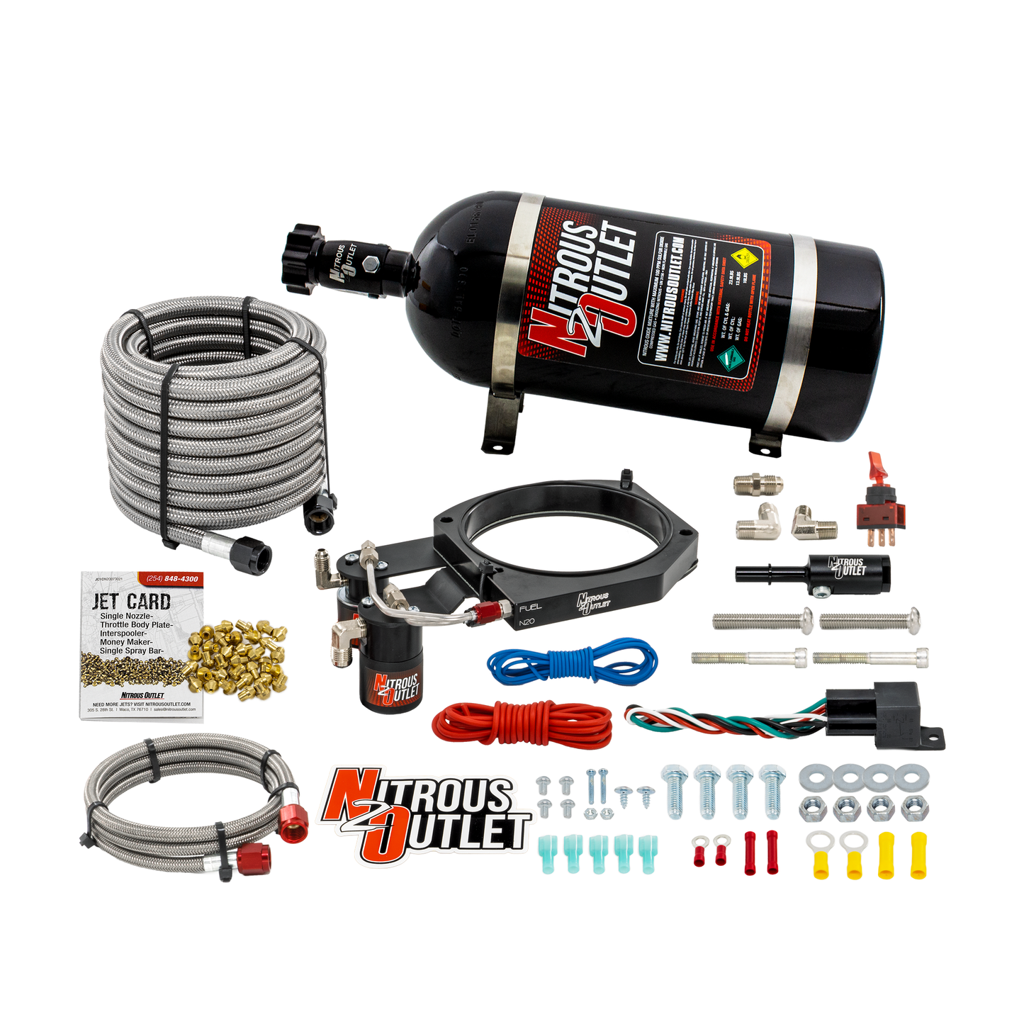 Nitrous Outlet Dodge Hemi, Whipple 3.8L Supercharger, 130mm Throttle Body Plate System - Gas/E85 (5-55psi)(50-200HP)(15lb Bottle)