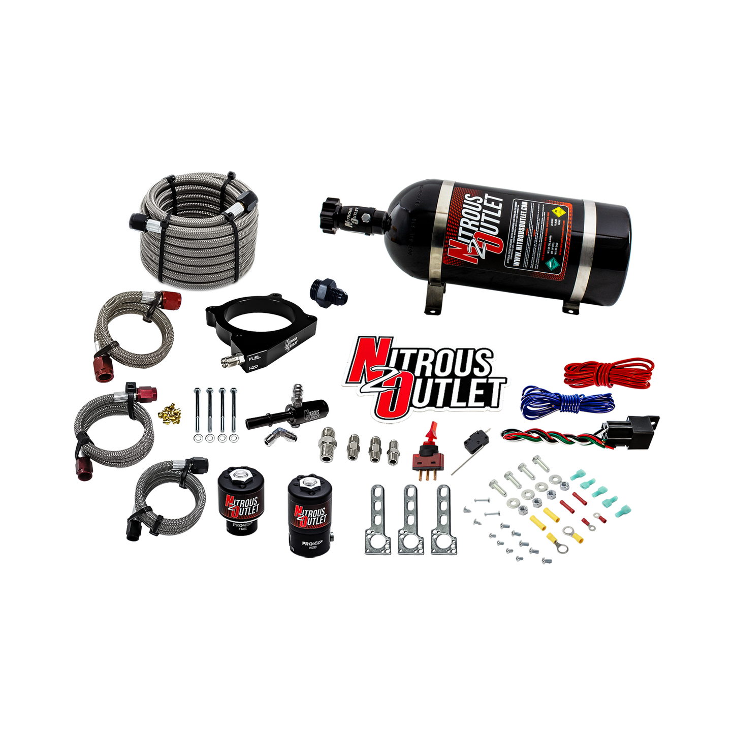 Nitrous Outlet 2020–2026 Ford 7.3L OEM Godzilla Universal Throttle Body Plate Nitrous System (50–200 HP / 400+ HP Capable)(10 lb bottle)
