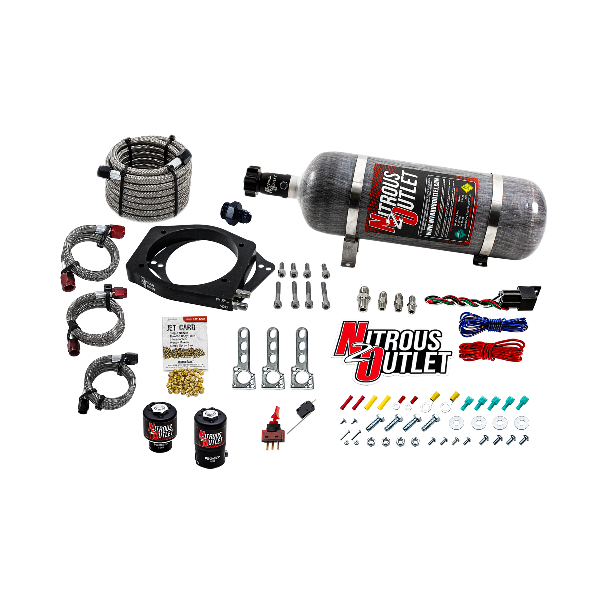 Nitrous Outlet GM 112mm Throttle Body Nitrous Adapter Plate System - Gas/E85 (5-55psi)(50-200HP)(12lb Bottle)