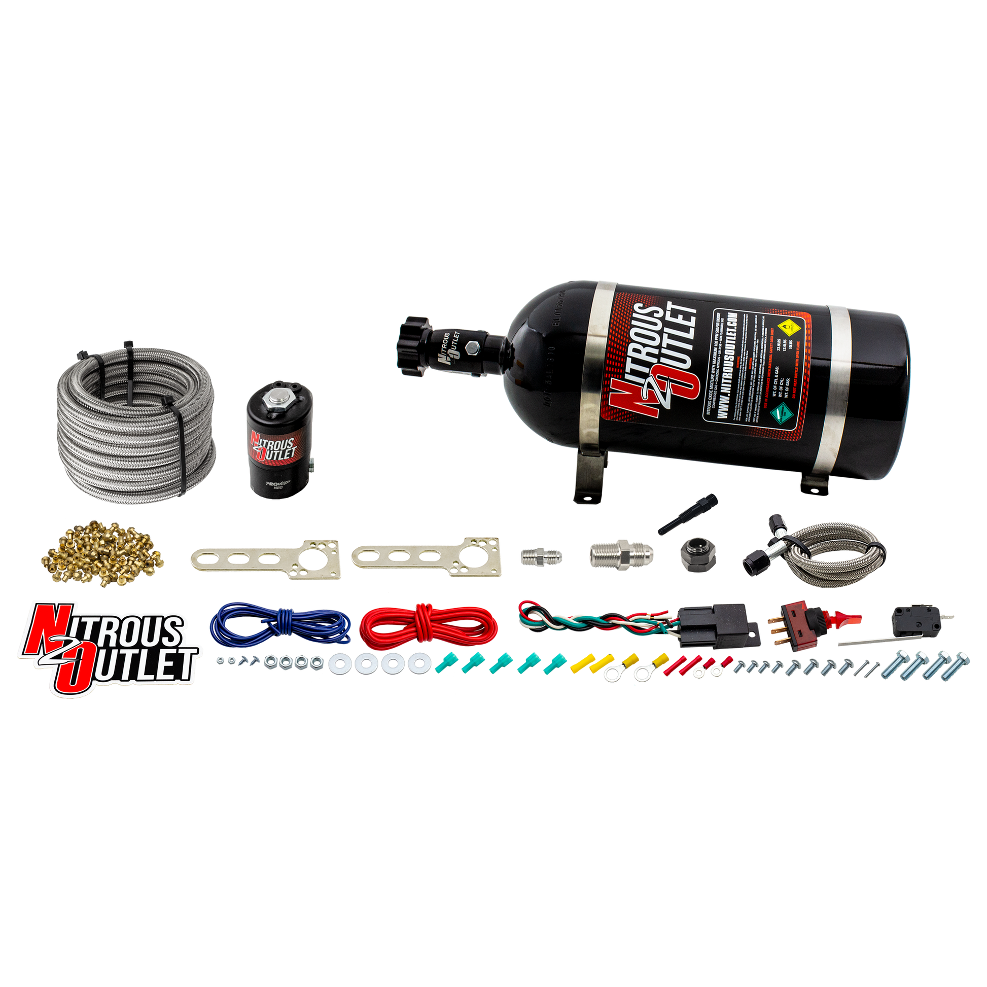 Nitrous Outlet Universal EFI Dry Single Nozzle System (35-200HP)(15lb Bottle)