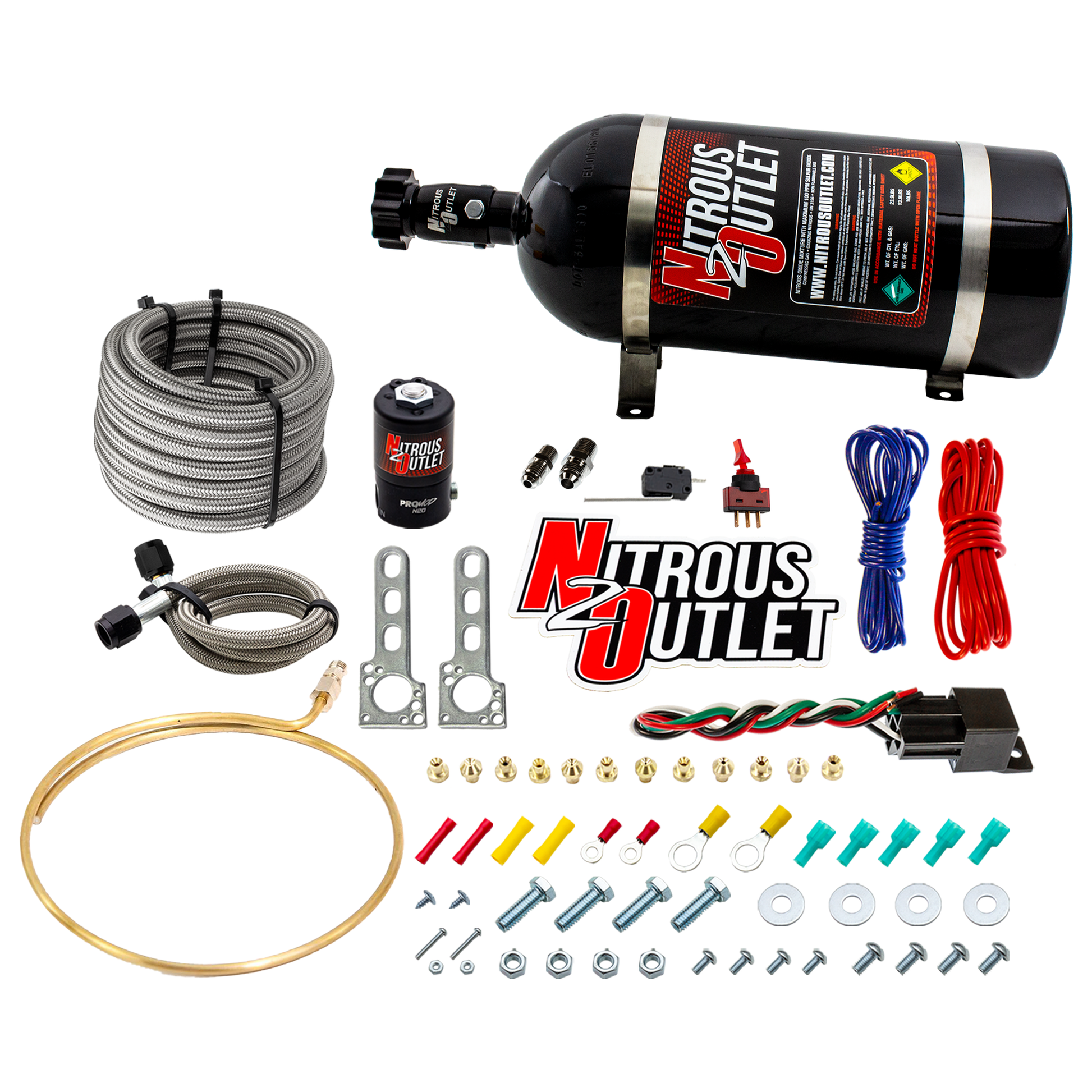 Nitrous Outlet Universal EFI Dry Large Distribution Ring System (35-200HP)(15lb Bottle)