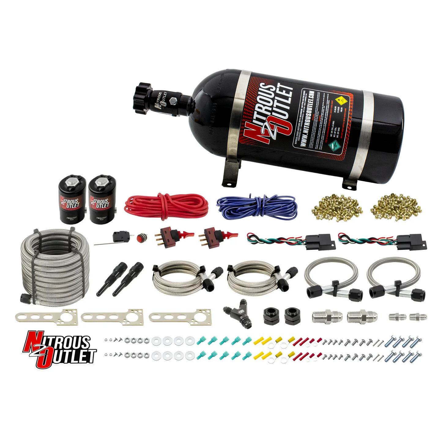 Nitrous Outlet Universal EFI Dual Stage Dry Single Nozzle System (35-200HP)(15lb Bottle)
