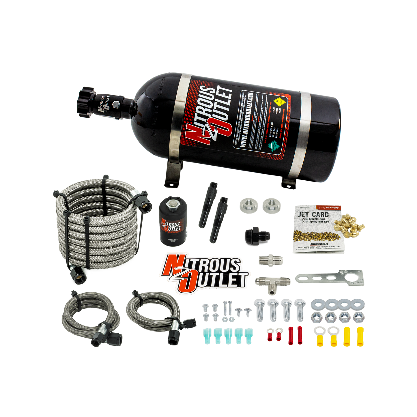 Nitrous Outlet Dry Dual Nozzle Boost-N-Juice System (50-300 HP)(5lb Bottle)