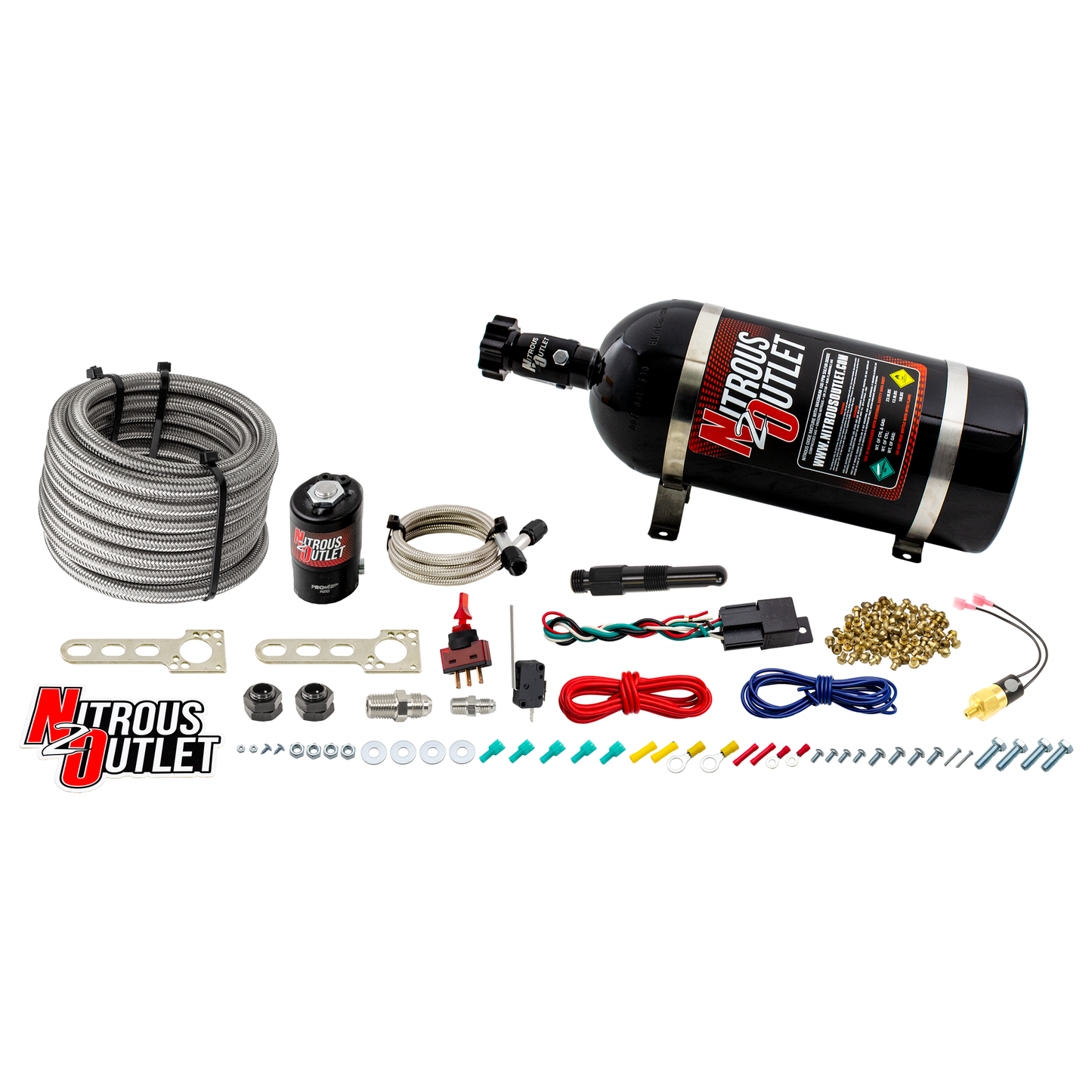 Nitrous Outlet Universal Diesel Dry Single Nozzle System (35-200HP)(15lb bottle)