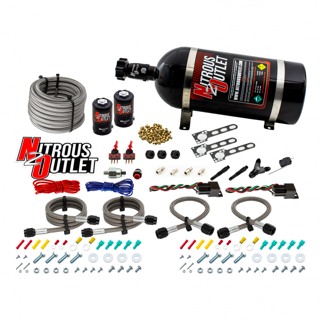 Nitrous Outlet Universal Diesel Dual Stage Dry Single Nozzle System (35-200HP)(10lb Bottle)