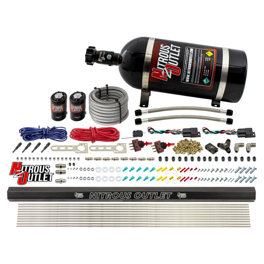 Nitrous Outlet Dry 4 Cylinder Dual Stage Direct Port System - Two .122 Nitrous Solenoids/Dual Passage Injection Rail/SBT Dual Passage Discharge Nozzles (50-250HP)(No Bottle)