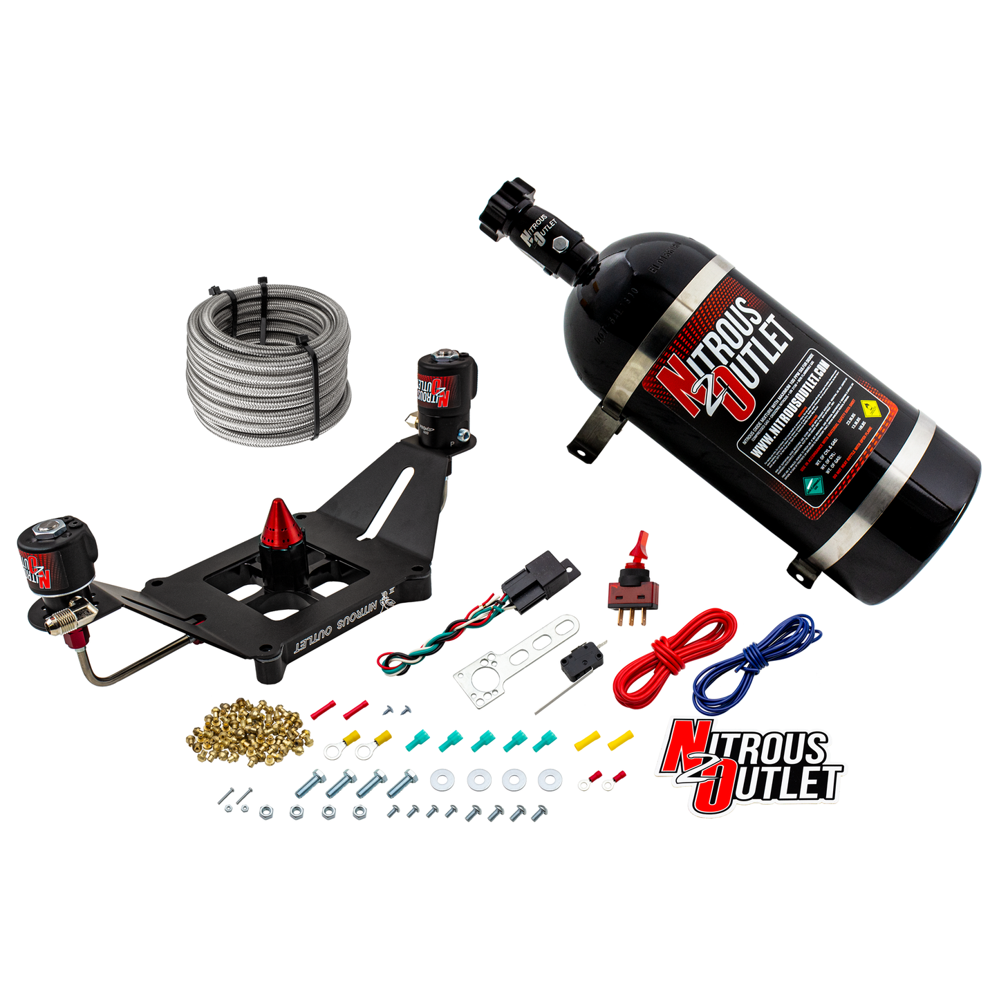 Nitrous Outlet 4150 Stinger 3 System - Hard-line/.122 Nitrous Solenoid/.177 Fuel Solenoid/Deep Break Solenoid Bracket/Solenoids Mount Upside Down - (Gas/E85)(5-55 psi)(50-500 HP)(No Bottle)