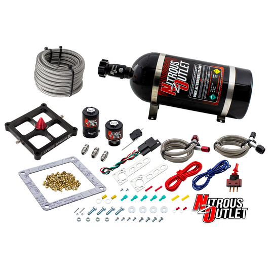 Nitrous Outlet 4500 Stinger 2 System - Braided Hoses/.122 Nitrous Solenoid/.177 Fuel Solenoid/Universal Solenoid Brackets - (Gas/E85)(5-55 psi)(50-500 HP)(No Bottle)