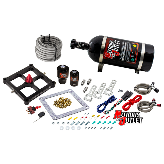 Nitrous Outlet 4500 Stinger 2 Race System - Braided Hoses/.178 Trashcan Nitrous Solenoid/.310 Fuel Solenoid/Universal Solenoid Brackets - (Gas/E85)(5-55 psi)(50-600 HP)(15lb Bottle)
