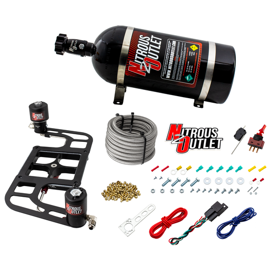 Nitrous Outlet 4500 Stinger 2 System - Hard-line/.122 Nitrous Solenoid/.177 Fuel Solenoid/Boomerang Solenoid Bracket - (Gas/E85)(5-55 psi)(50-500 HP)(15lb Bottle)