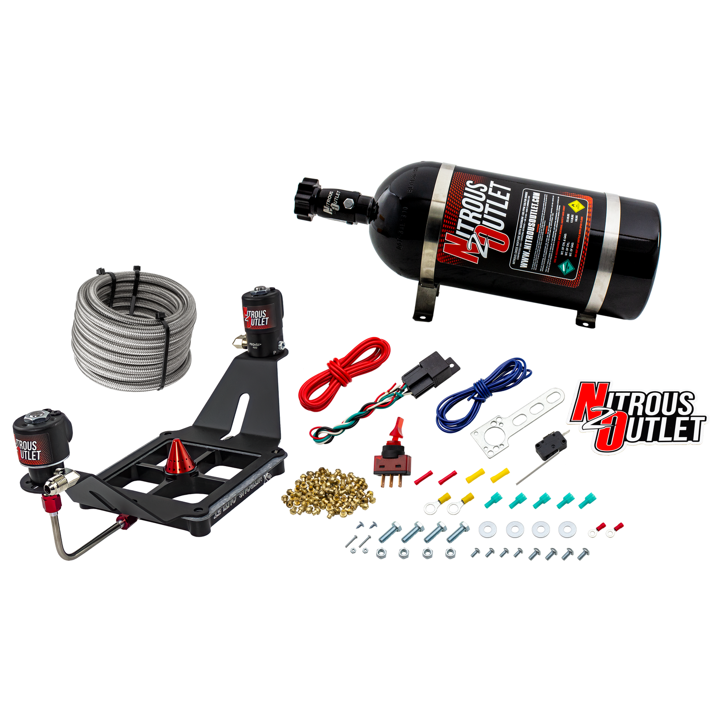 Nitrous Outlet 4500 Stinger 2 System - Hard-line/.122 Nitrous Solenoid/.177 Fuel Solenoid/Deep Break Solenoid Bracket/Solenoids Mount Upside Down - (Gas/E85)(5-55 psi)(50-500 HP)(No Bottle)