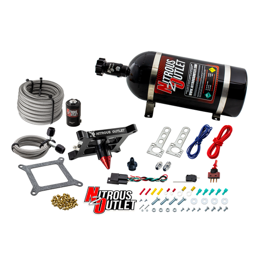 Nitrous Outlet 4150 Stinger 3 Dry System - Braided Hoses/.122 Nitrous Solenoid/Universal Solenoid Bracket - (50-500 HP)(10lb Bottle)