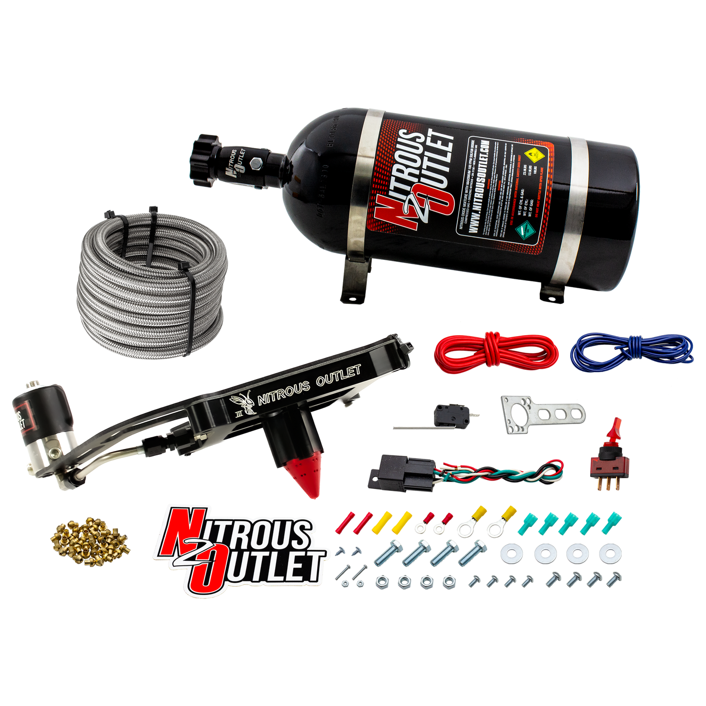 Nitrous Outlet 4150 Stinger 3 Dry System - Hard-line/.122 Nitrous Solenoid/Boomerang Solenoid Bracket - (50-500 HP)(No Bottle)