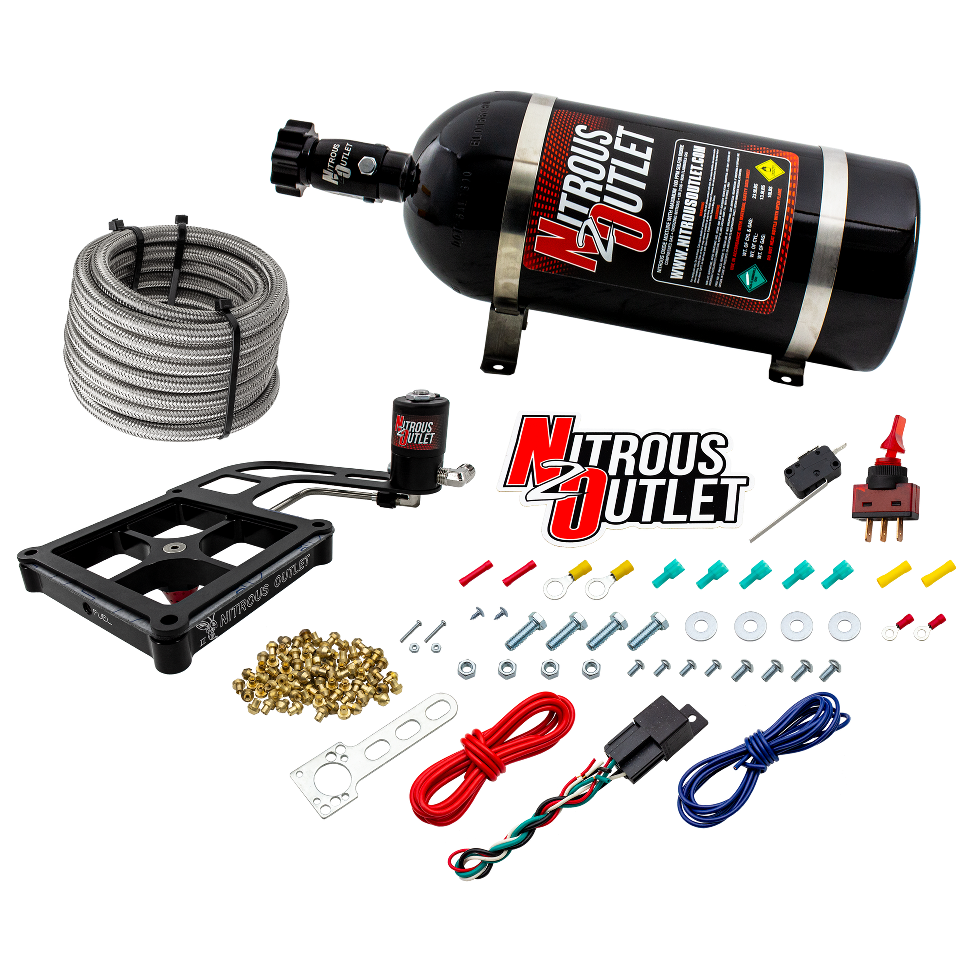 Nitrous Outlet 4500 Stinger 2 Dry System - Hard-line/.122 Nitrous Solenoid/Boomerang Solenoid Bracket - (50-500 HP)(No Bottle)