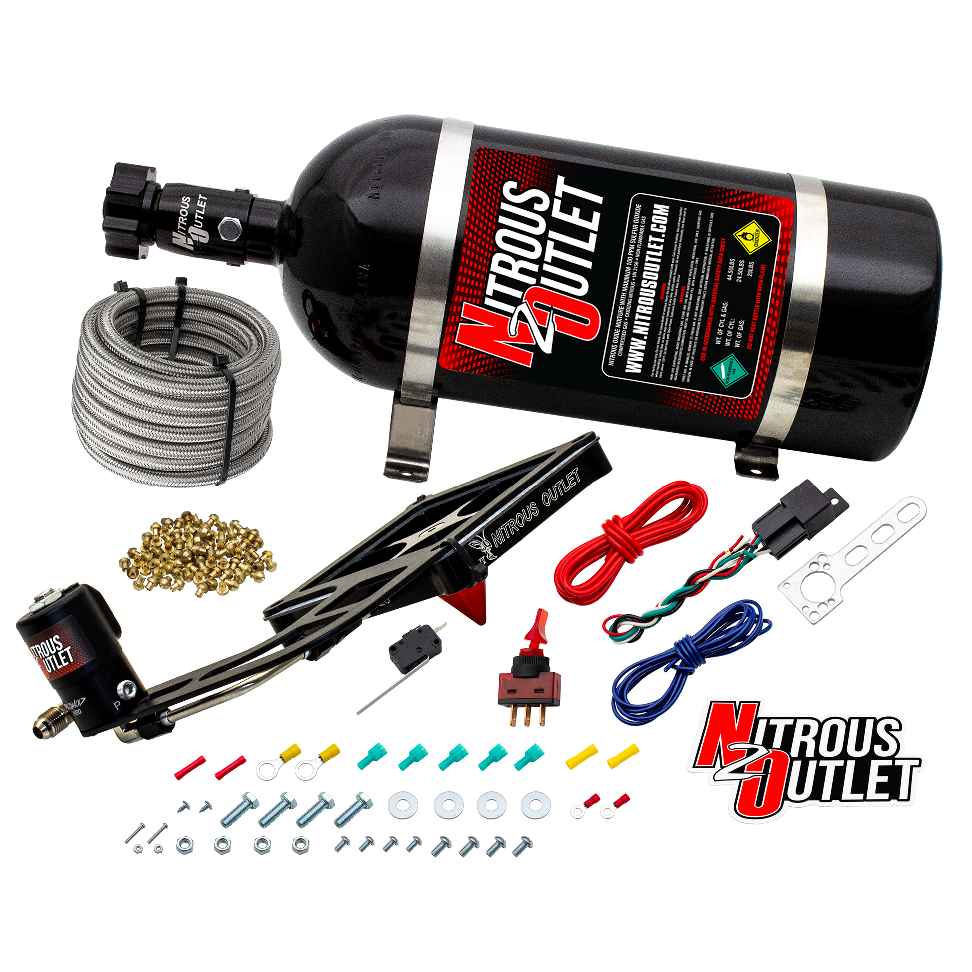 Nitrous Outlet 4500 Stinger 4 Dry System - Hard-line/.122 Nitrous Solenoid/Boomerang Solenoid Bracket - (50-500 HP)(12lb Bottle)