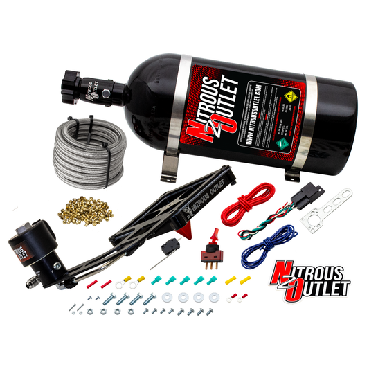 Nitrous Outlet 4500 Stinger 4 Dry Race System - Hard-line/.178 Trashcan Nitrous Solenoid/Boomerang Solenoid Bracket - (50-600 HP)(15lb Bottle)