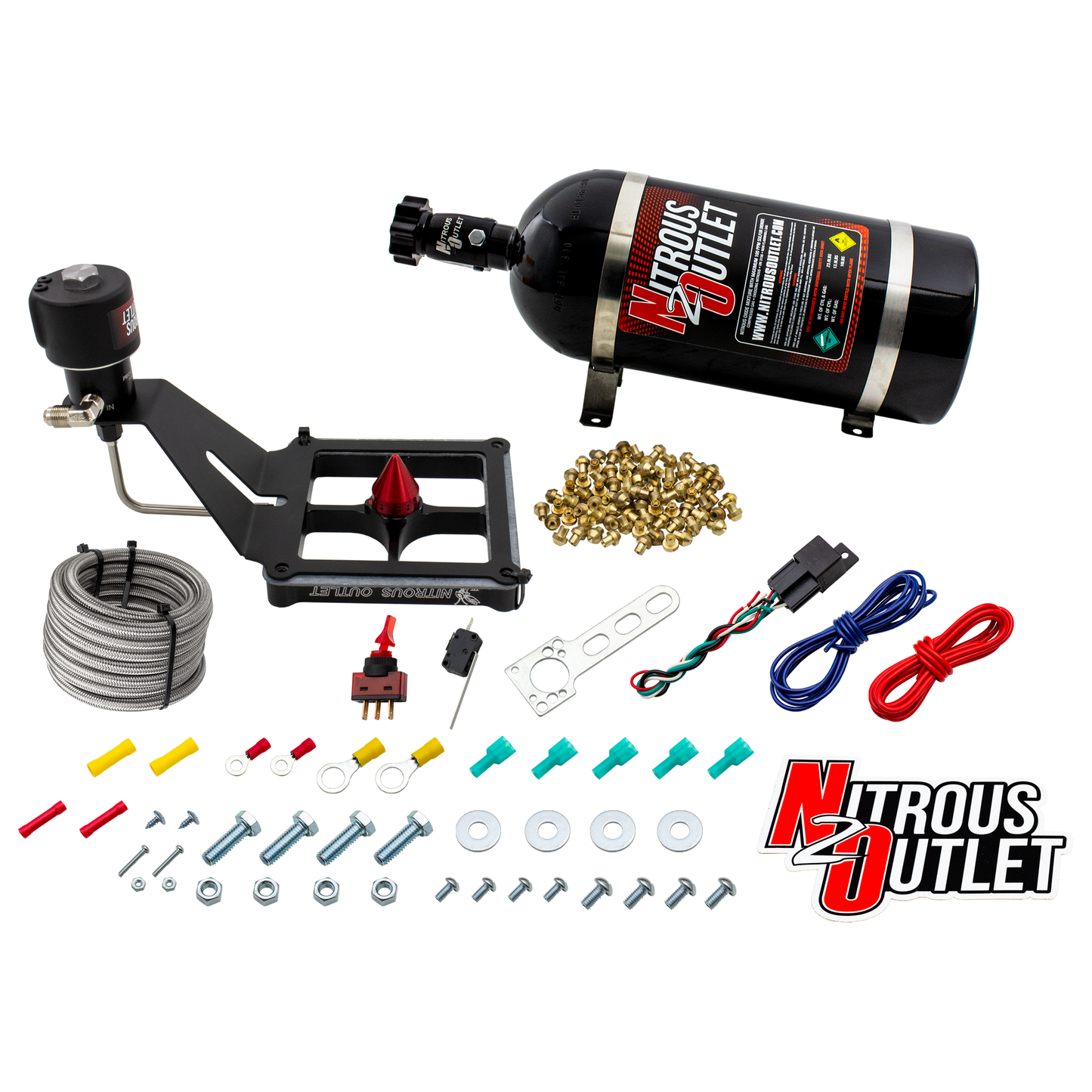 Nitrous Outlet 4500 Stinger 4 Dry Race System - Hard-line/.178 Trashcan Solenoid Nitrous Solenoid/Deep Break Solenoid Bracket/Solenoids Mount Upside Down - (50-600 HP)(No Bottle)