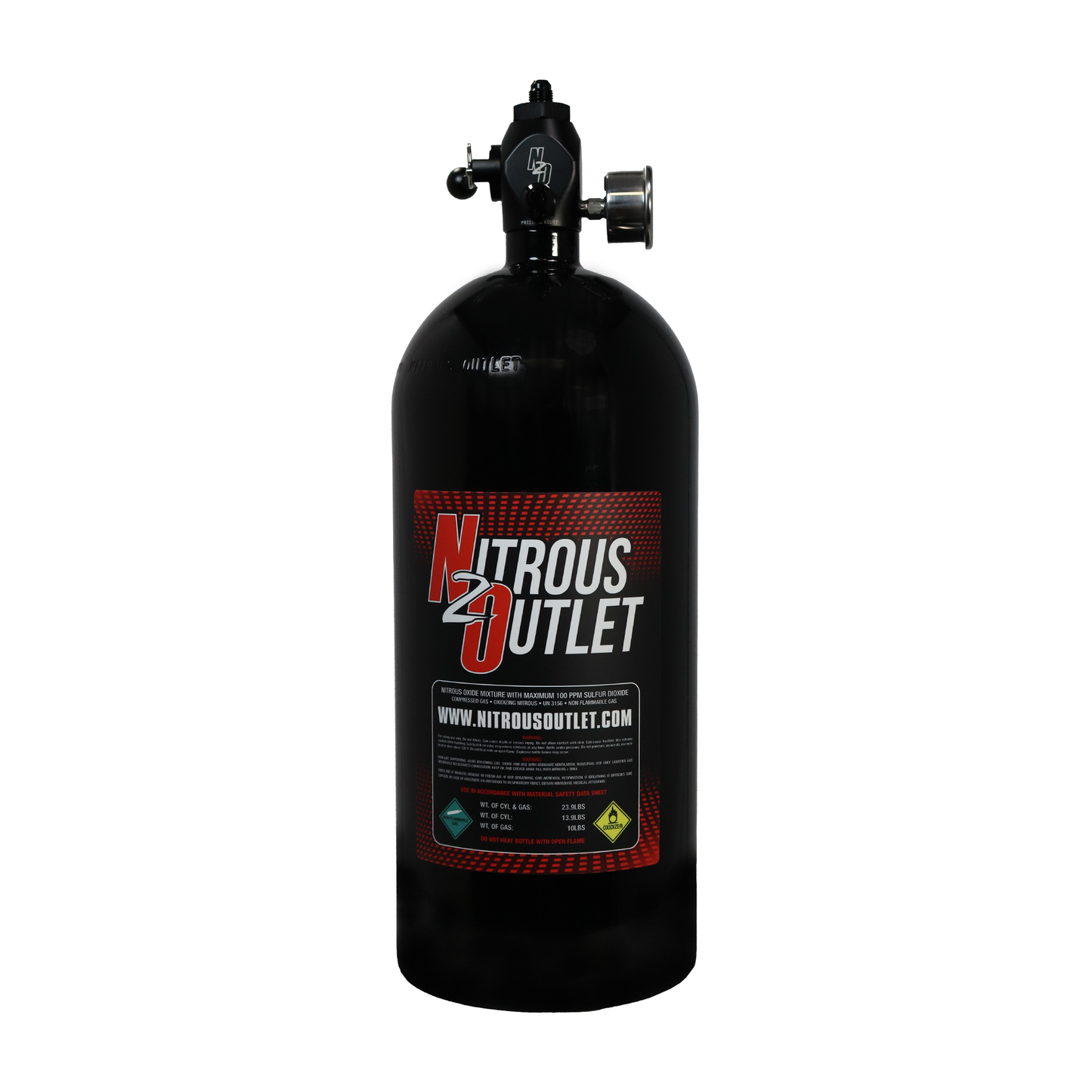 Nitrous Outlet 10lb PowerFlow Max Race Ready Nitrous Bottle - .512 ID Ball Valve