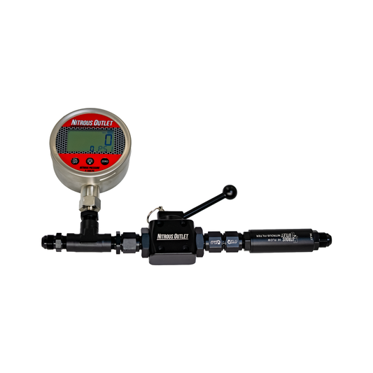 Nitrous Outlet PowerFlow Max 8AN High Flow Inline Billet Ball Valve With Filter & Gauge – .512" ID