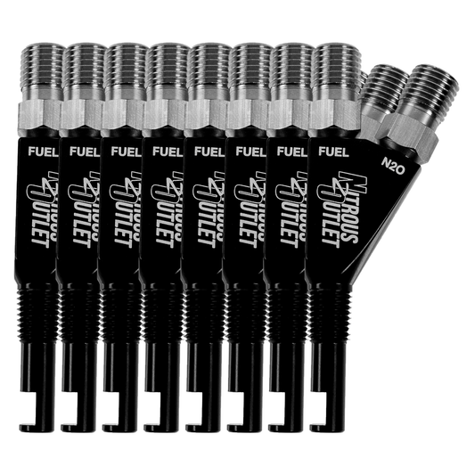 Nitrous Outlet 1/16" NPT Wet Nitrous Nozzle - 8 Pack/90 Degree Discharge/Aluminum