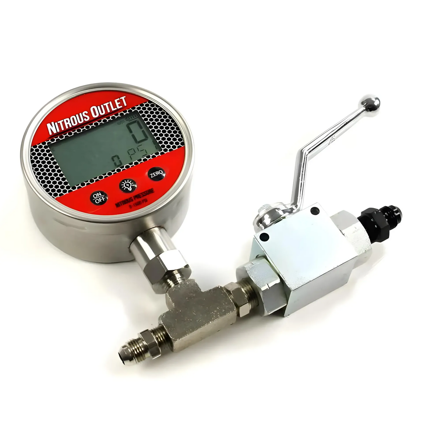 Nitrous Outlet Digital Inline Nitrous Pressure Gauge - 6AN Shut Off Valve