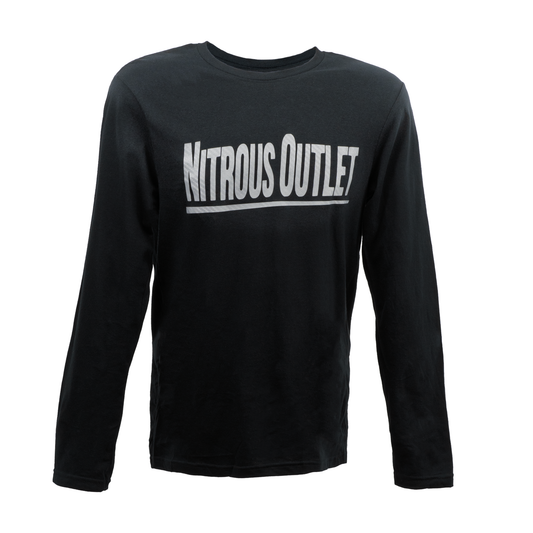 Nitrous Outlet Black Long Sleeve T-Shirt - Silver Carbon Fiber Logo - 3X-Large