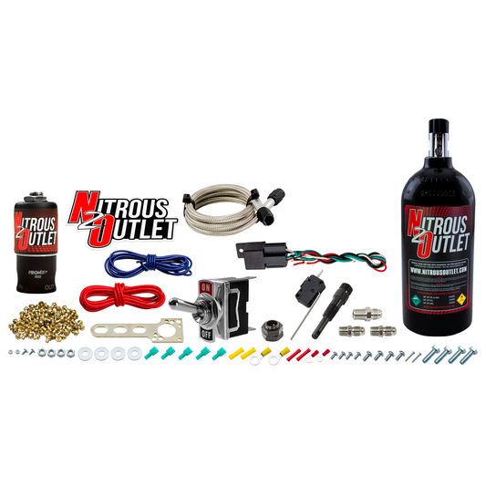 Nitrous Outlet Powersports EFI Single Cylinder Dry Nozzle System (Aluminum 90 Degree Nozzle)(10,15,20,25,30 HP)(5LB Bottle)