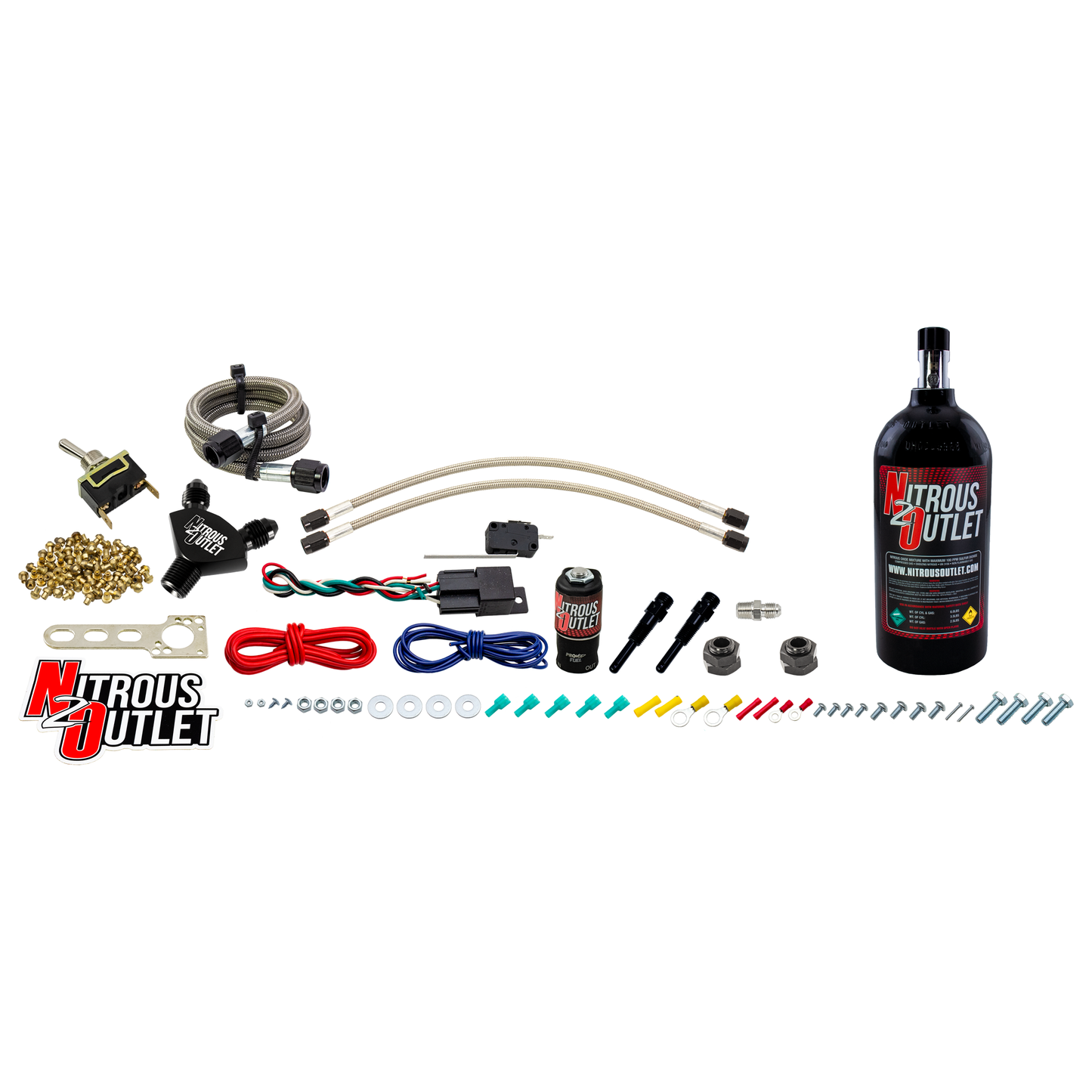 Nitrous Outlet Powersports EFI Twin Cylinder Dry Nozzle System (Aluminum 90 Degree Nozzle)(20,30,40,50,60 HP)(5LB Bottle)