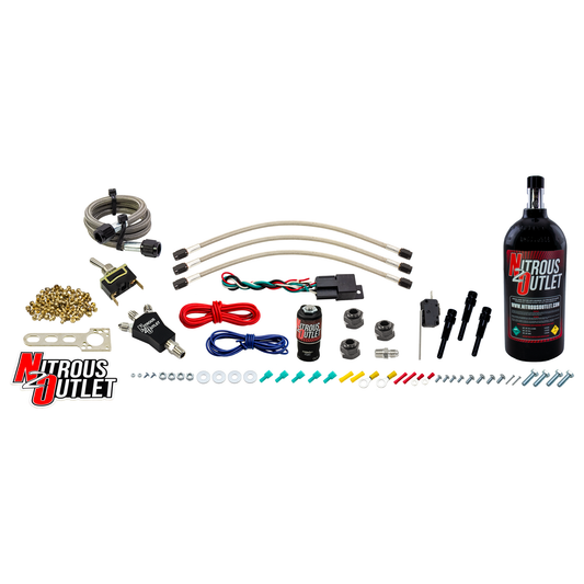 Nitrous Outlet Powersports EFI Three Cylinder Dry Nozzle System (Aluminum 90 Degree Nozzle)(20,30,40,50,60 HP)(5LB Bottle)