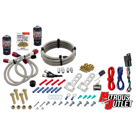 Nitrous Outlet Powersports SxS Single Cylinder Wet Nozzle System (Aluminum 90 Degree Nozzle)(Gas)(45-55 psi)(30,40,50 HP)(2.5LB Bottle)