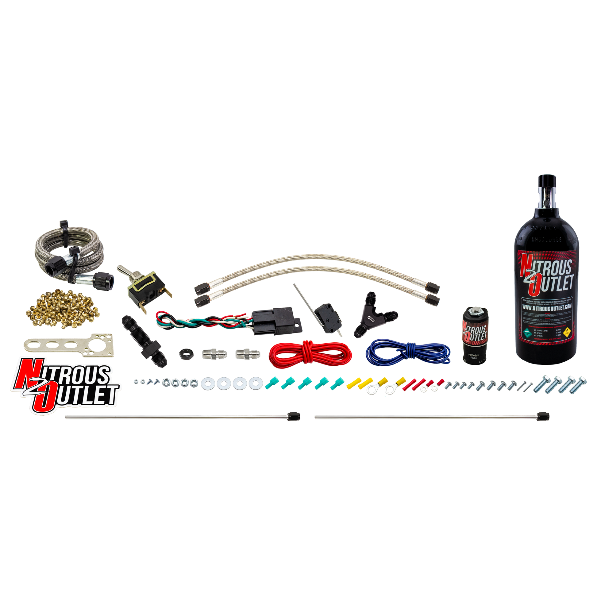 Nitrous Outlet Powersports Dry Twin Discharge Hard-Line System (20,30,40,50,60 HP)(No Bottle)