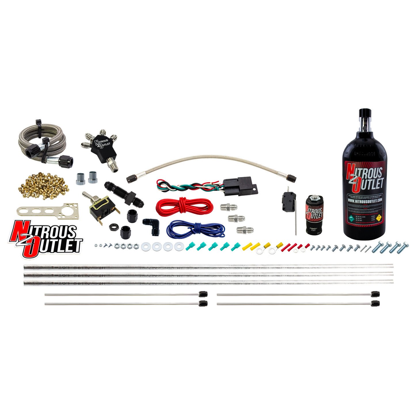 Nitrous Outlet Powersports Dry Quad Discharge Hardline System (40,60,80,100,120 HP)(5LB Bottle)