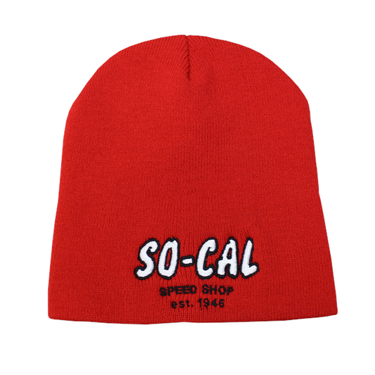 SO-CAL Script Red Beanie, Short