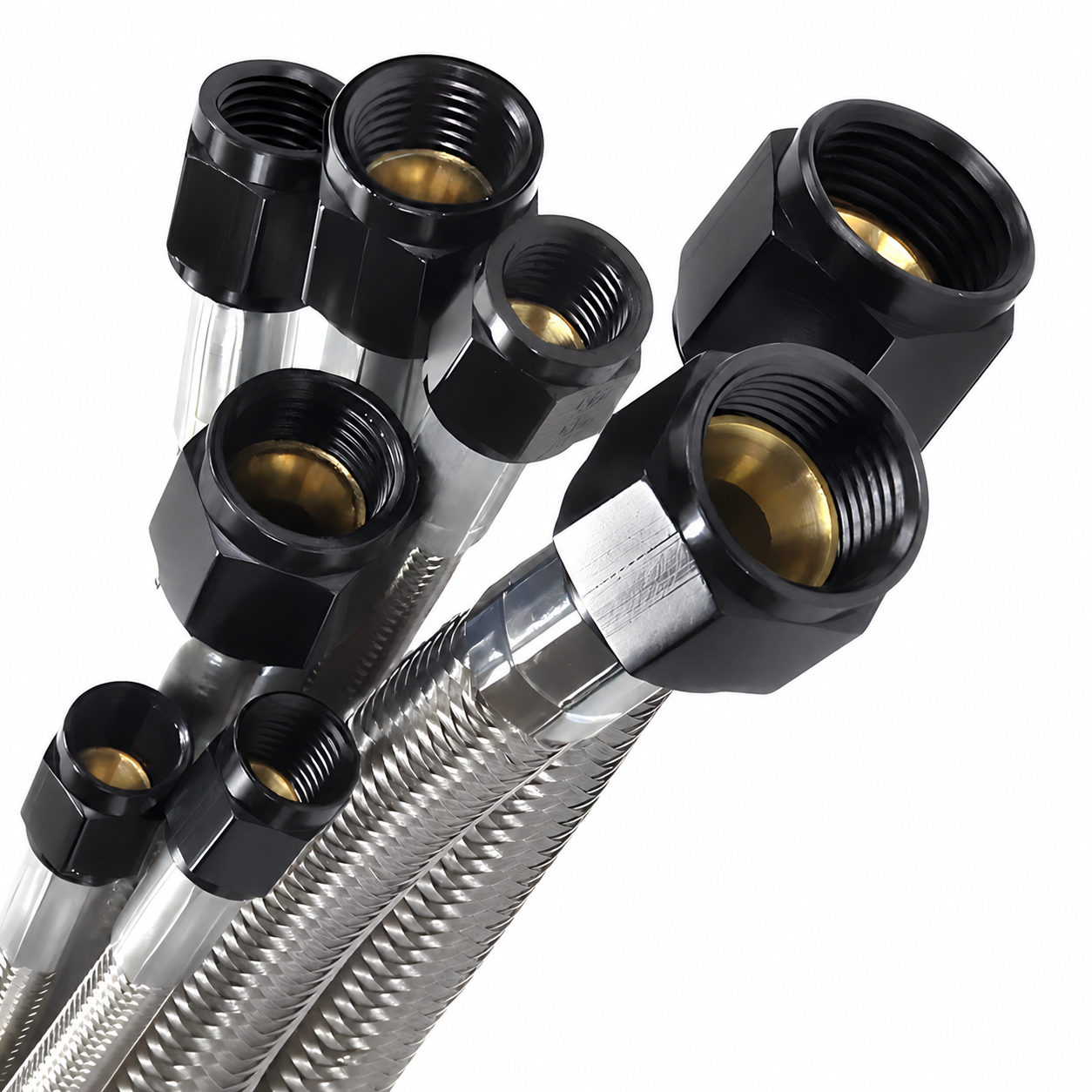 Nitrous Outlet 60" 6AN Stainless Braided Hose (Black B-Nuts)