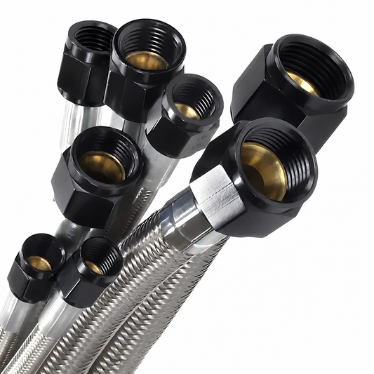 Nitrous Outlet 24" 6AN Stainless Braided Hose (Black B-Nuts)