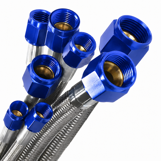Nitrous Outlet 144" 6AN Stainless Braided Hose (Blue B-Nuts)