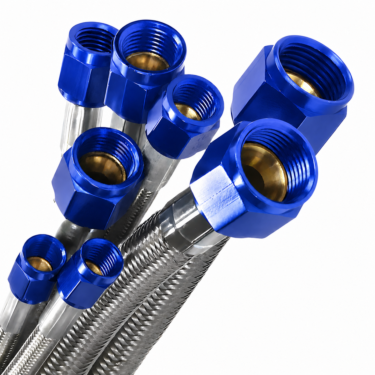Nitrous Outlet 72" 6AN Stainless Braided Hose (Blue B-Nuts)