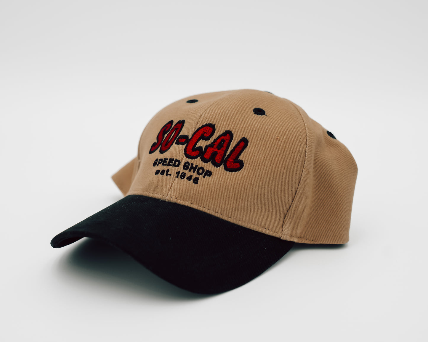 SO-CAL Script Hat, Khaki w/Black Brim Adjustable