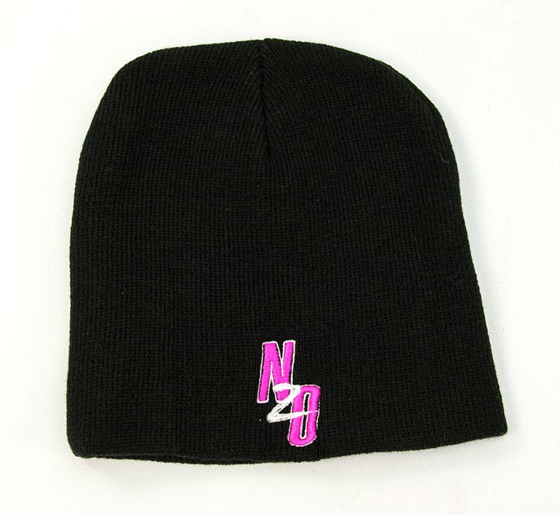 Black Beanie with Pink Nitrous Outlet logo.(Non fold up style)